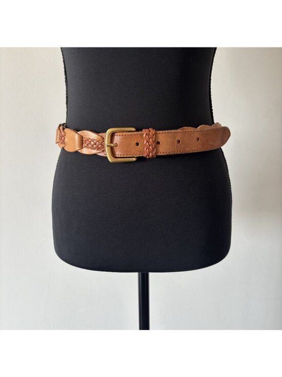 Vintage Genuine Leather Braided Waist Belt Women’s Fits XS Boho Western Italy main image 13